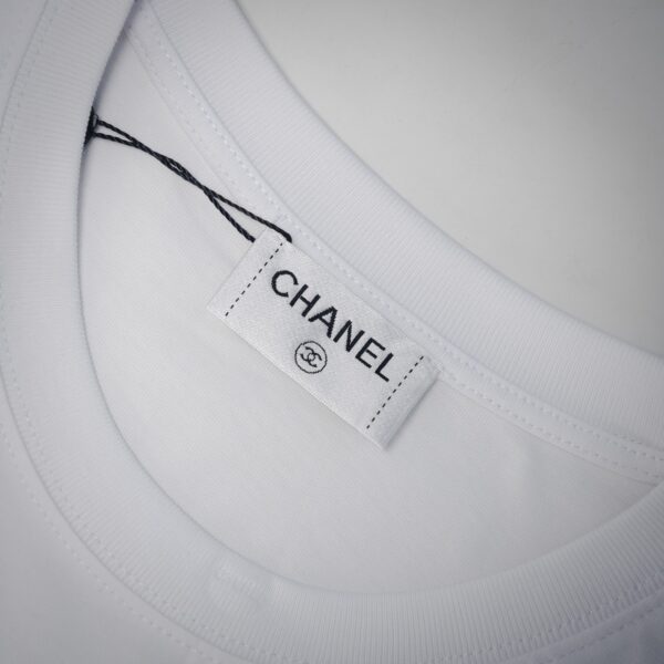 CHANEL Silver Metallic Embroidered Logo Short-Sleeve T-Shirt 19 - Image 9