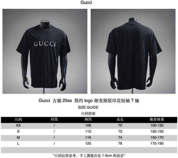 Gucci 25SS Simple Logo Gradient Distressed Print Short Sleeve T-Shirt - Image 11