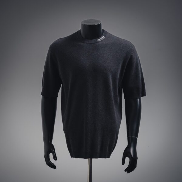 GUCCI GUC Embroidered Collar Knit Short Sleeve T-Shirt