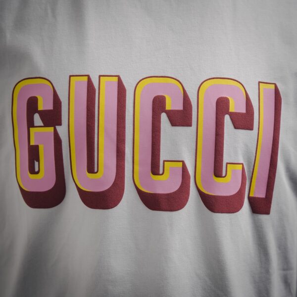 Gucci 25SS Red Collar & Logo Contrast Foam Print Short Sleeve T-Shirt - Image 7