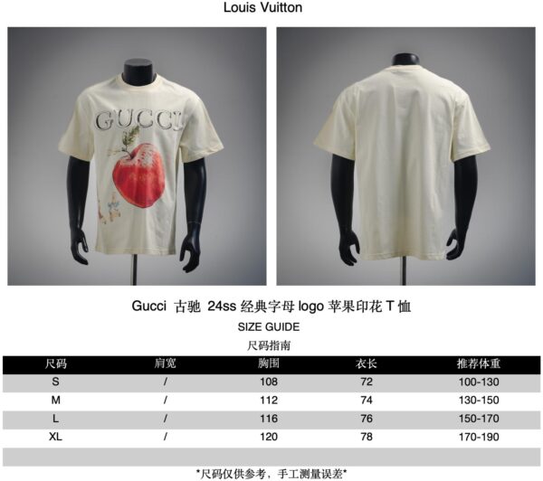GUCCI 24SS Classic Letter Logo Apple Print T-Shirt | 2024 Early Spring Collection - Image 11