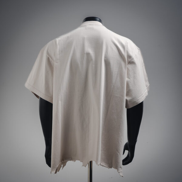 Balenciaga 24SS Fringe Hem Double-Ring Embroidered T-Shirt - Image 3