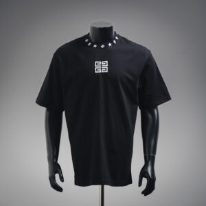 GIVENCHY 25SS Embroidered Pentagram Grid Logo T-Shirt – Black